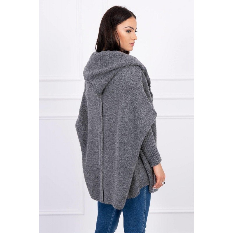 Dámsky kardigán s kapucňou 2019-16 - grafitový