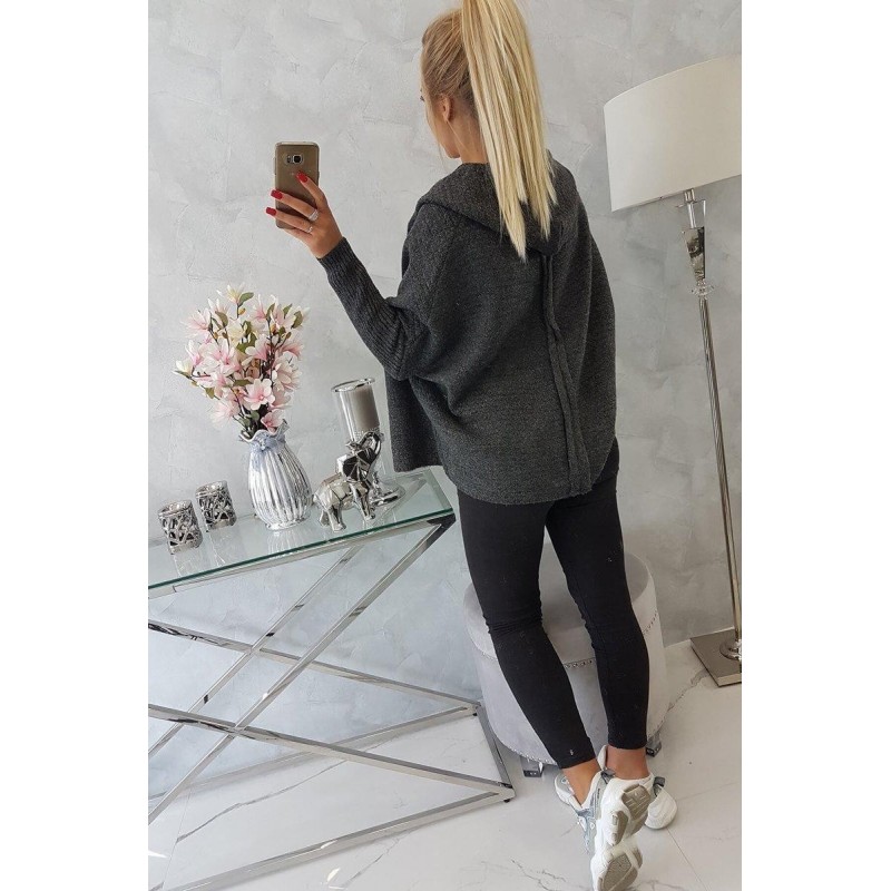 Dámsky kardigán s kapucňou 2019-16 - grafitový