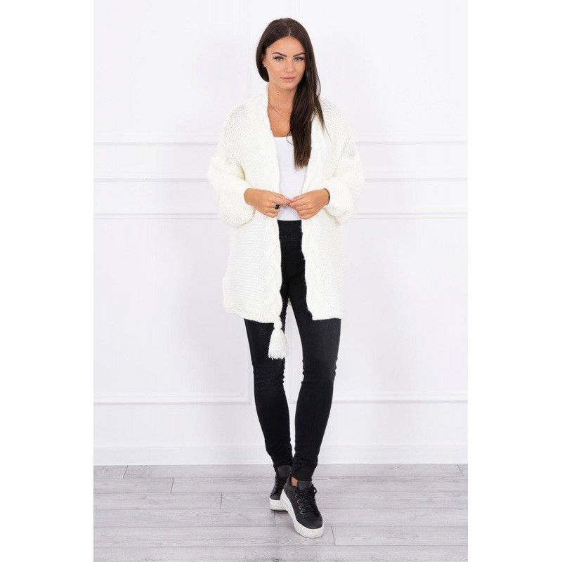 Dámsky kardigán s vrkočom 2019-18 - ecru