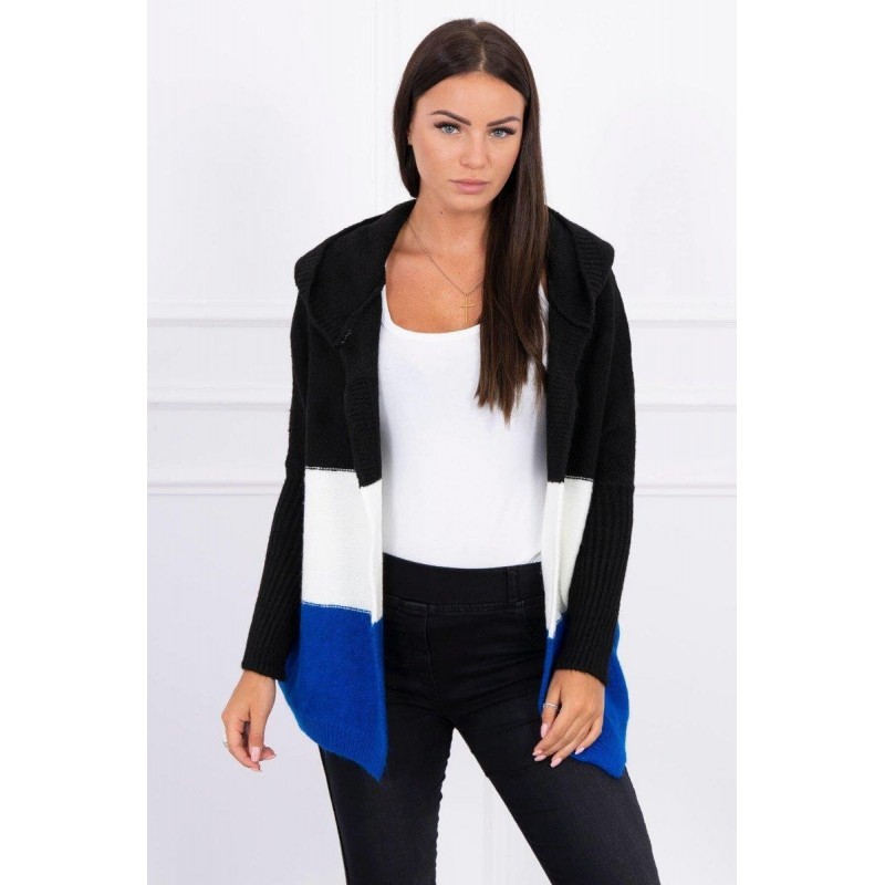 Dámsky kardigán 2019-15 - čierny-ecru-modrý