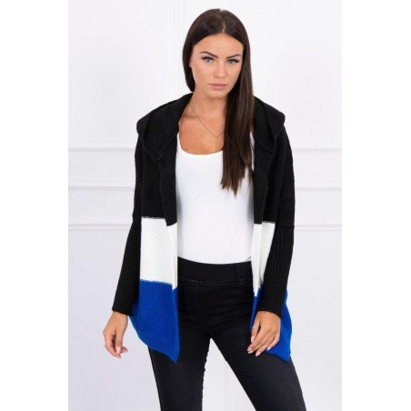 Dámsky kardigán 2019-15 - čierny-ecru-modrý