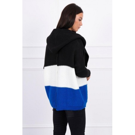 Dámsky kardigán 2019-15 - čierny-ecru-modrý