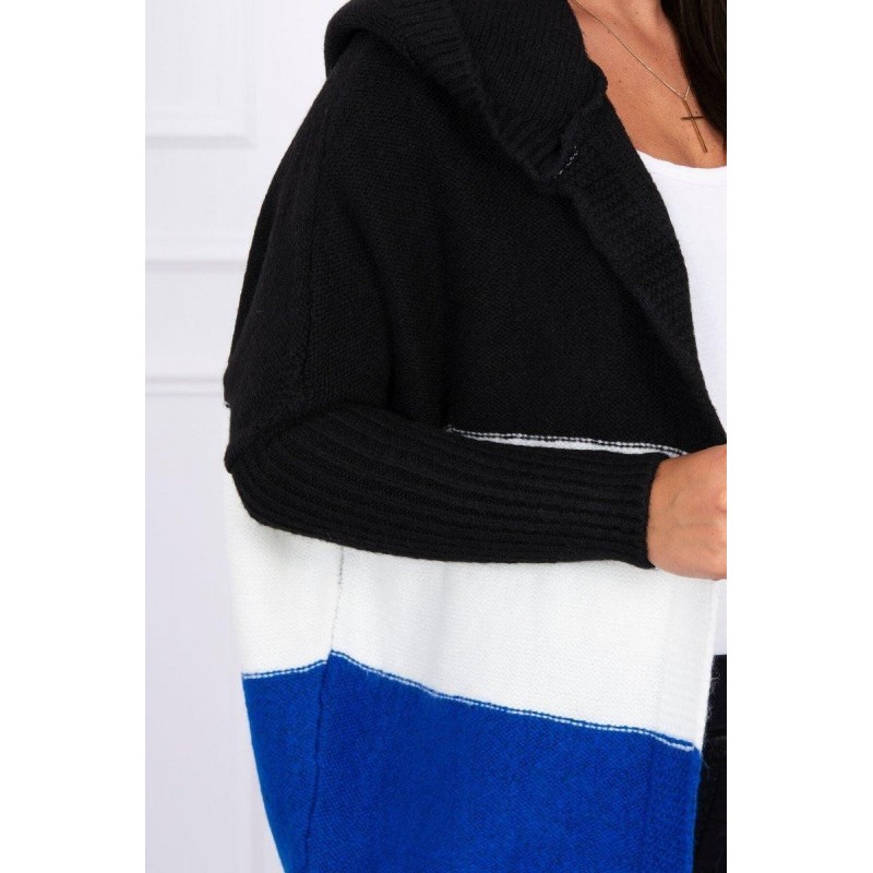 Dámsky kardigán 2019-15 - čierny-ecru-modrý