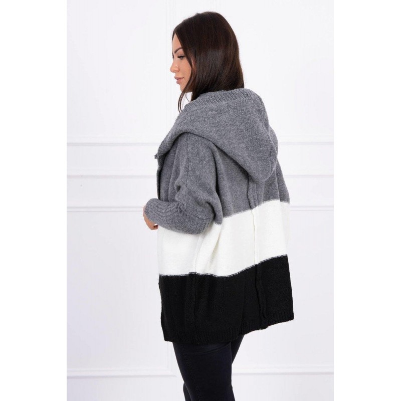 Dámsky kardigán 2019-15 - grafitový-ecru-čierny