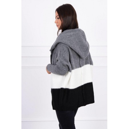 Dámsky kardigán 2019-15 - grafitový-ecru-čierny