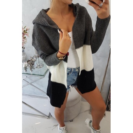 Dámsky kardigán 2019-15 - grafitový-ecru-čierny