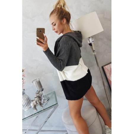 Dámsky kardigán 2019-15 - grafitový-ecru-čierny