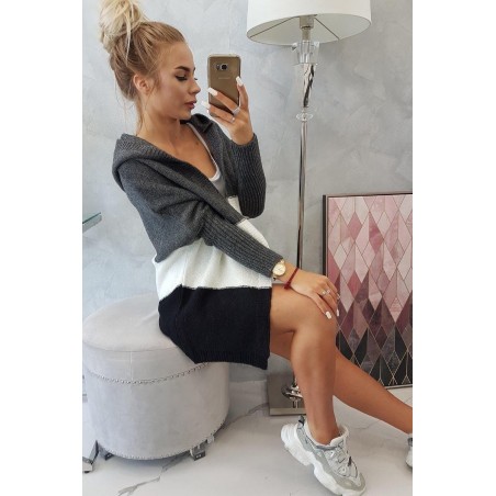 Dámsky kardigán 2019-15 - grafitový-ecru-čierny