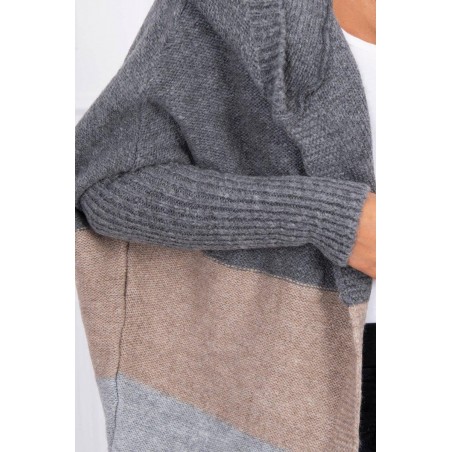 Dámsky kardigán 2019-15 - grafitový-béžový-sivý