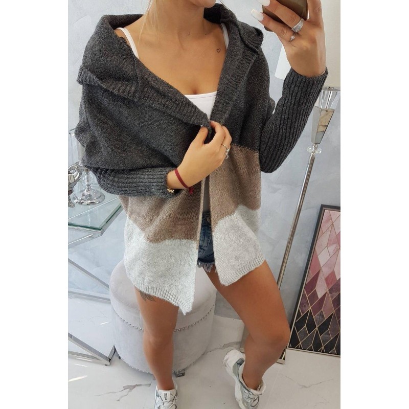 Dámsky kardigán 2019-15 - grafitový-béžový-sivý