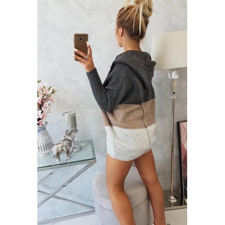 Dámsky kardigán 2019-15 - grafitový-béžový-sivý