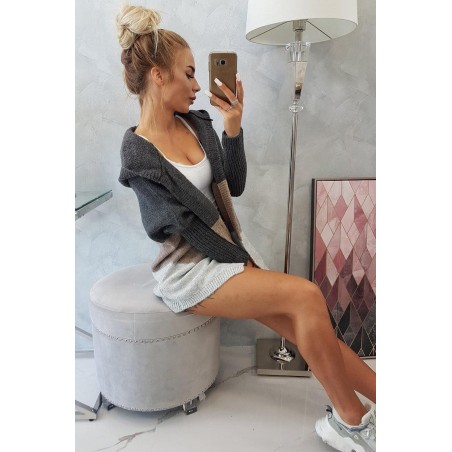 Dámsky kardigán 2019-15 - grafitový-béžový-sivý