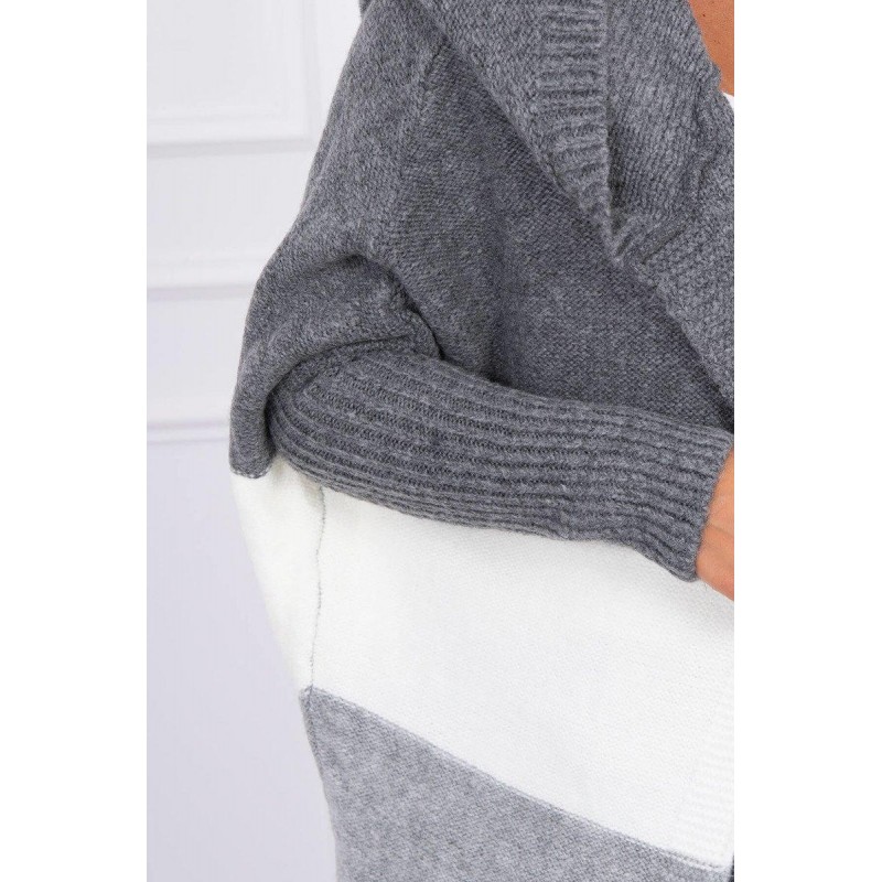 Dámsky kardigán 2019-15 - grafitový-ecru-sivý