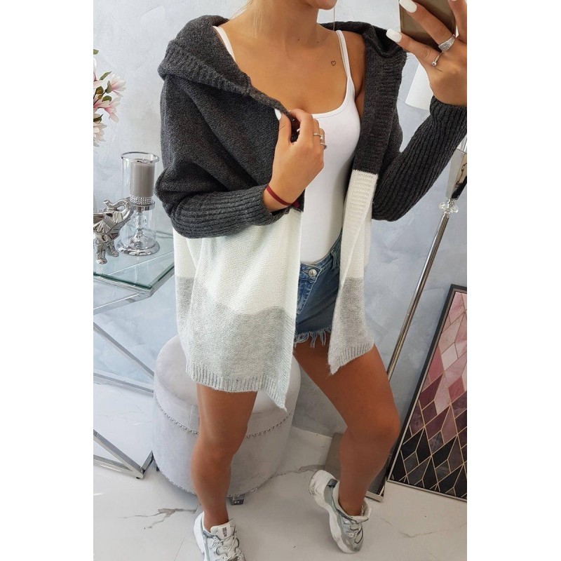 Dámsky kardigán 2019-15 - grafitový-ecru-sivý