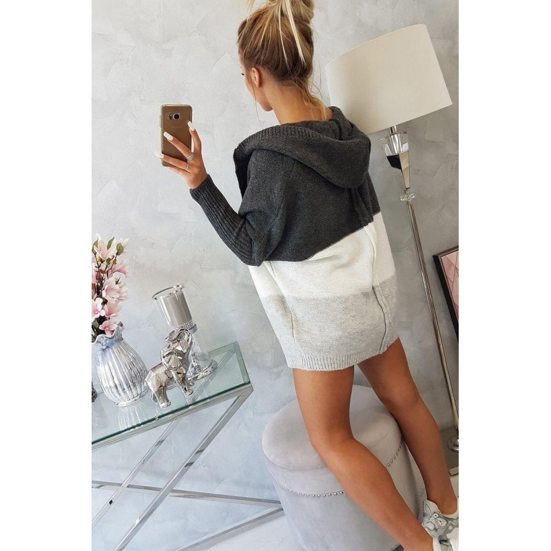 Dámsky kardigán 2019-15 - grafitový-ecru-sivý