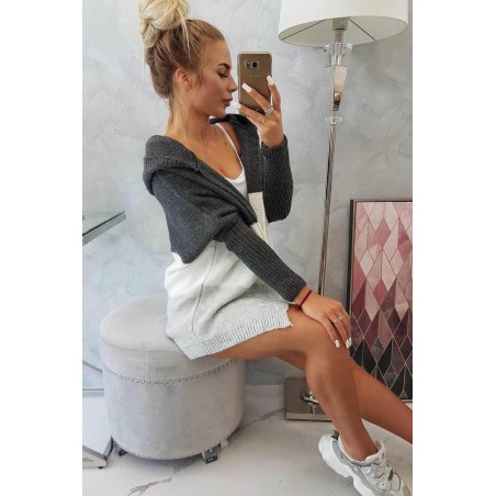 Dámsky kardigán 2019-15 - grafitový-ecru-sivý