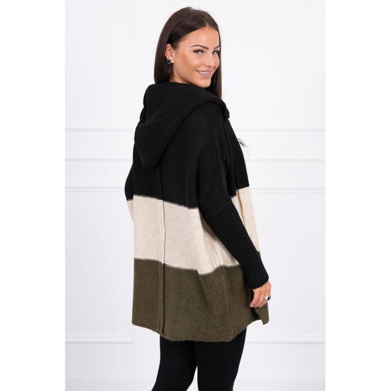 Dámsky kardigán 2019-15 - čierny-béžový-kaki