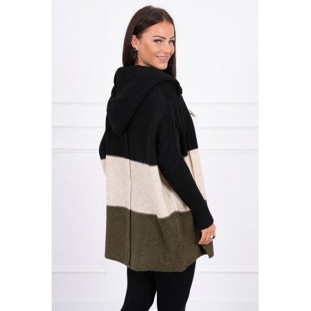 Dámsky kardigán 2019-15 - čierny-béžový-kaki