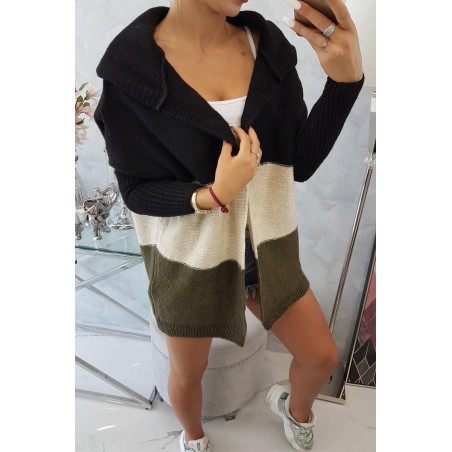 Dámsky kardigán 2019-15 - čierny-béžový-kaki