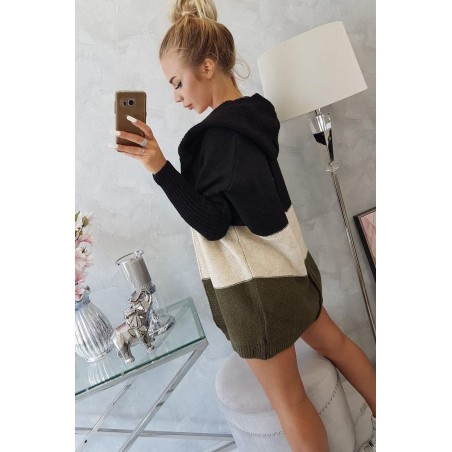 Dámsky kardigán 2019-15 - čierny-béžový-kaki