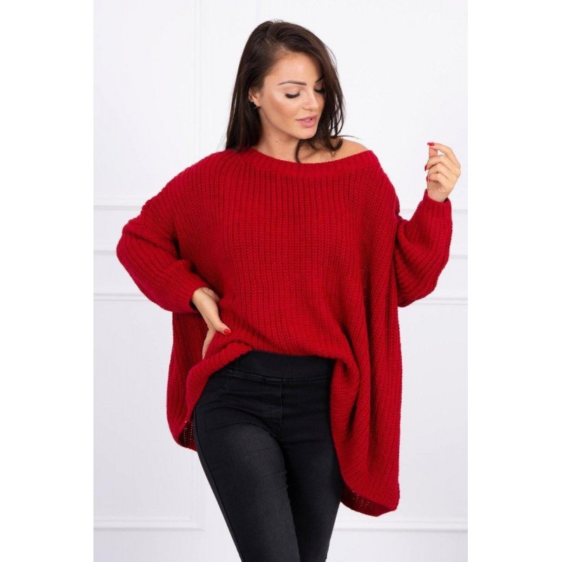 Oversize dámsky sveter 2019-22 - červený