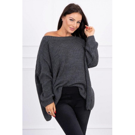 Oversize dámsky sveter 2019-22 - grafitový
