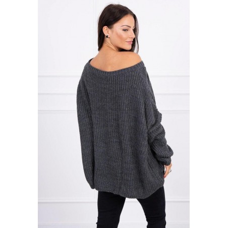 Oversize dámsky sveter 2019-22 - grafitový