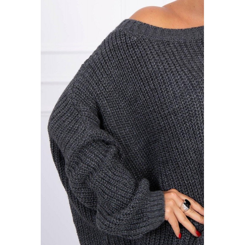 Oversize dámsky sveter 2019-22 - grafitový