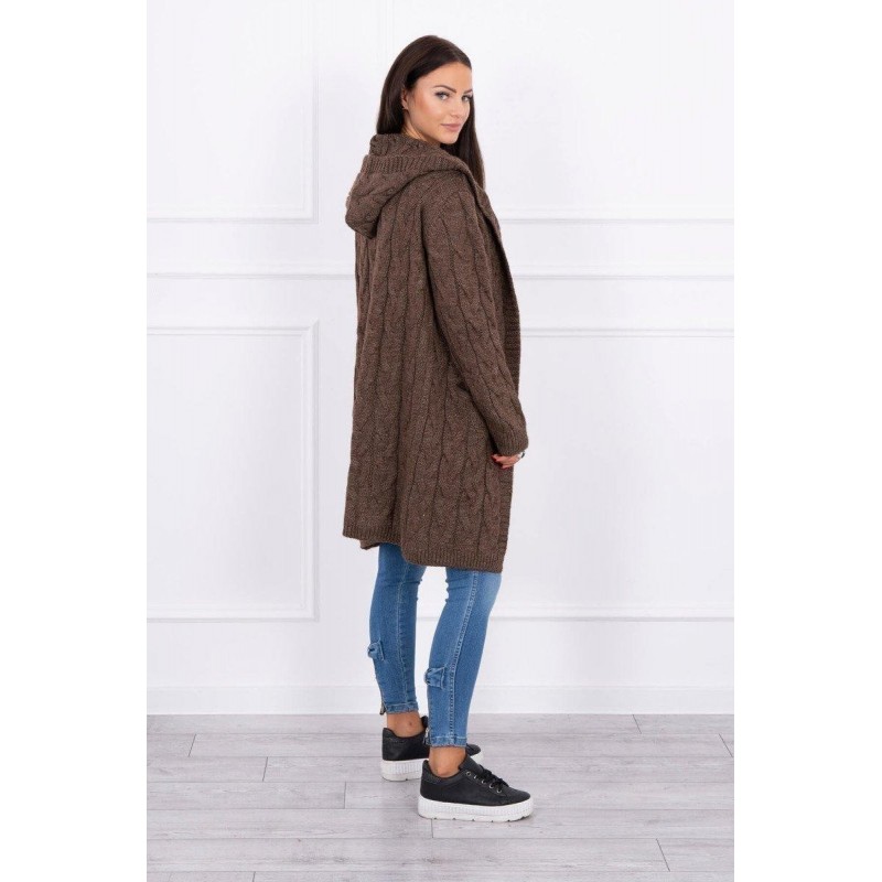 Kardigán pre dámy s kapucňou 2019-24 - kapučínový
