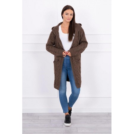 Kardigán pre dámy s kapucňou 2019-24 - kapučínový