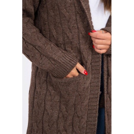 Kardigán pre dámy s kapucňou 2019-24 - kapučínový