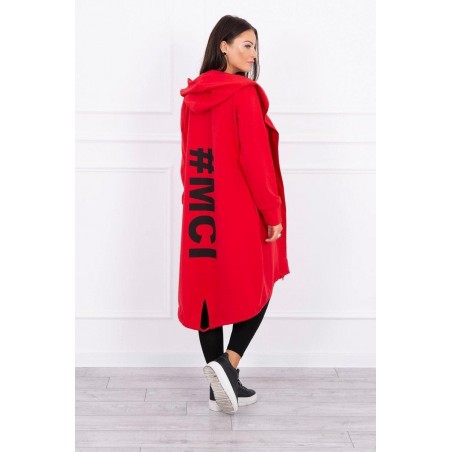 Oversize kardigán pre dámy 9005 - červený