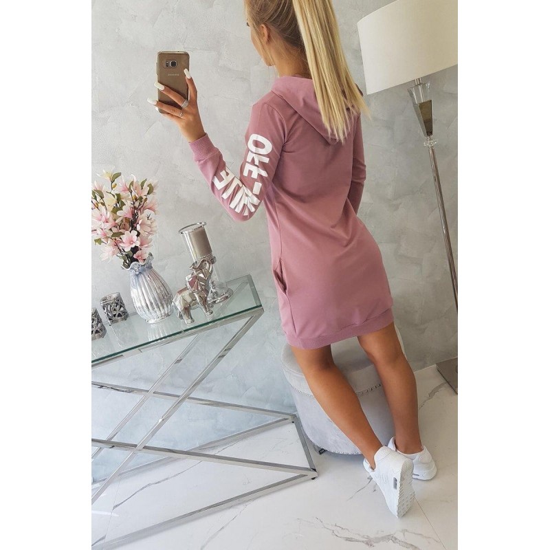Mikinové dámske šaty 62072 - tmavoružové
