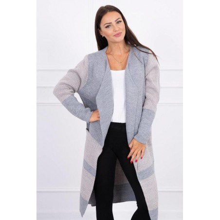 Dámsky dlhý kardigán 2019-26 - sivo-béžový