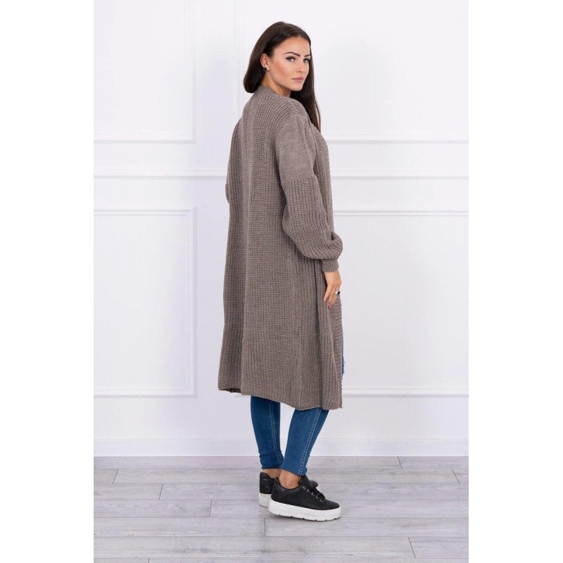 Dlhý dámsky kapučínový kardigán 2019-2