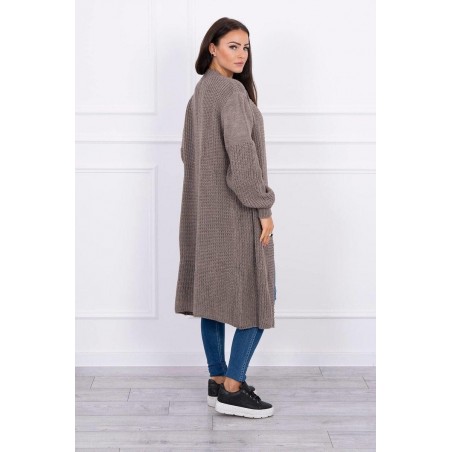Dlhý dámsky kapučínový kardigán 2019-2