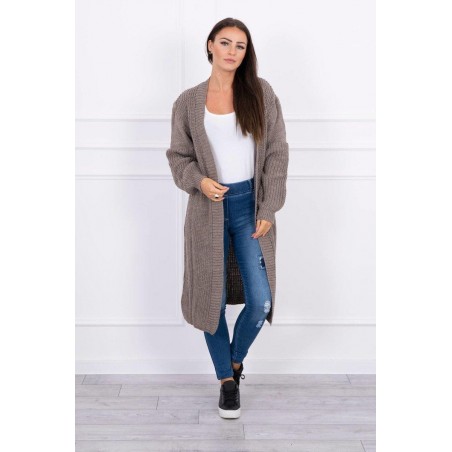 Dlhý dámsky kapučínový kardigán 2019-2