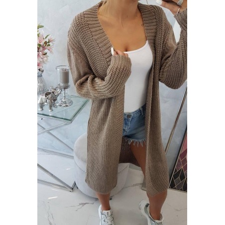 Dlhý dámsky kapučínový kardigán 2019-2