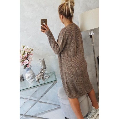 Dlhý dámsky kapučínový kardigán 2019-2