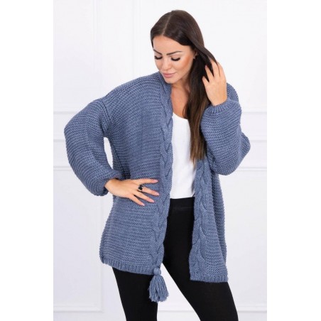 Dámsky kardigán s vrkočom 2019-18 - džínsový