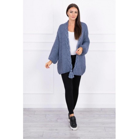 Dámsky kardigán s vrkočom 2019-18 - džínsový