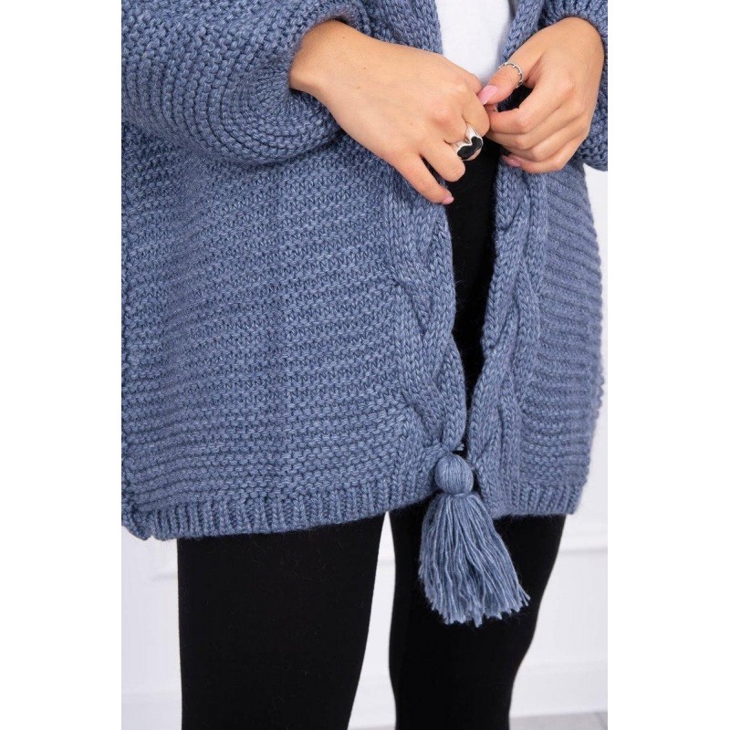 Dámsky kardigán s vrkočom 2019-18 - džínsový