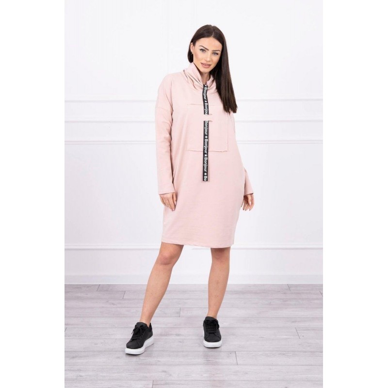Dámske mikinové šaty 0153 - púdrovo tmavoružové