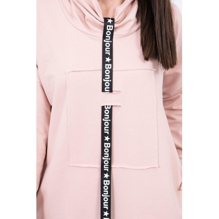 Dámske mikinové šaty 0153 - púdrovo tmavoružové