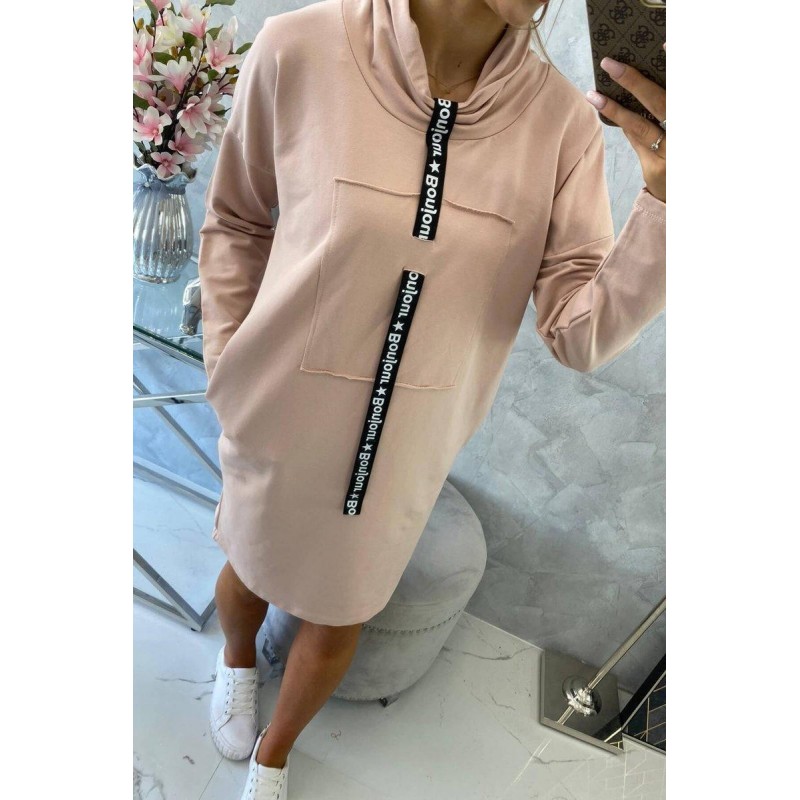 Dámske mikinové šaty 0153 - púdrovo tmavoružové