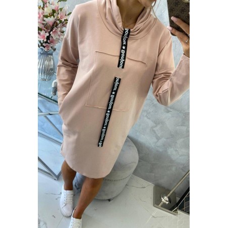 Dámske mikinové šaty 0153 - púdrovo tmavoružové