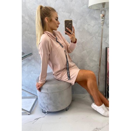 Dámske mikinové šaty 0153 - púdrovo tmavoružové