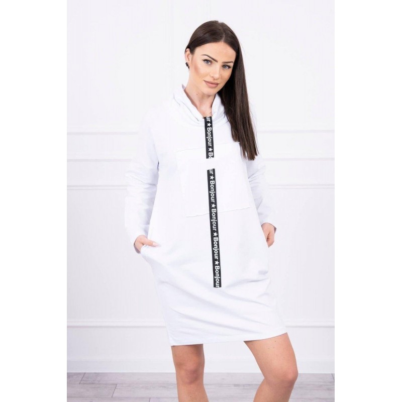 Dámske mikinové šaty 0153 - biele