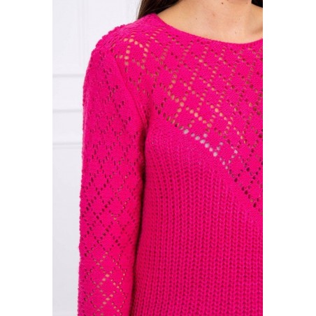 Dámsky sveter s ažúrovým vzorom 2019-39 - fuchsiový