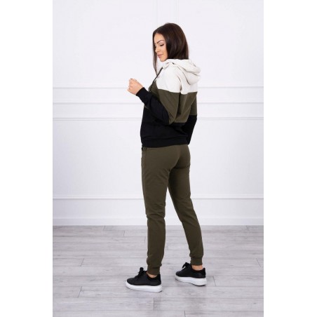 Dámska tepláková súprava s potlačou 65456 - svetlobéžová-kaki